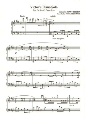 Danny Elfman Victor´s Piano Solo (Filme A Noiva Cadáver) score for Piano