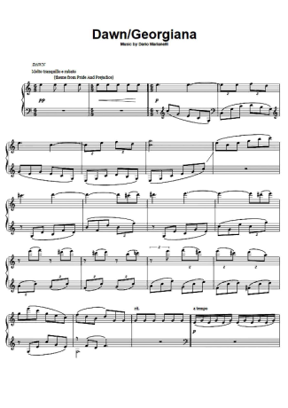 Dario Marianelli Dawn Georgiana (theme From Pride And Prejudice) score for Piano