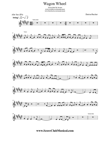Darius Rucker Wagon Wheel score for Alto Saxophone