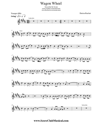 Darius Rucker Wagon Wheel score for Trumpet