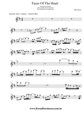 Dave Koz Faces Of The Heart score for Tenor Saxophone Soprano (Bb)