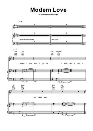 David Bowie Modern Love score for Piano