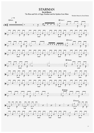 David Bowie Starman score for Drums