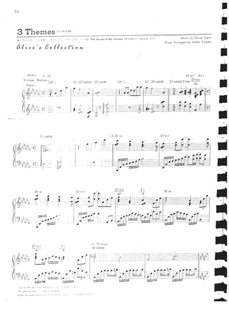 David Foster 3 Themes score for Piano