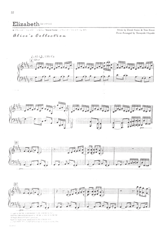 David Foster Elizabeth score for Piano