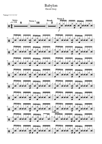 David Gray  score for Drums