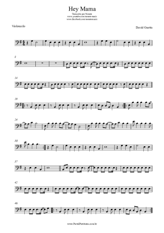 David Guetta Hey Mama score for Cello