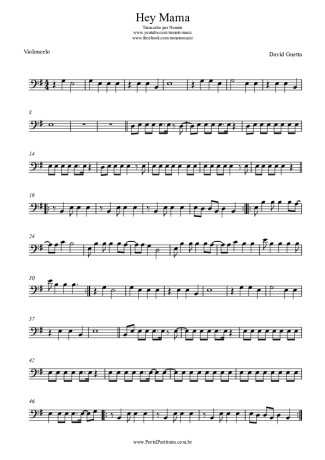 David Guetta Hey Mama score for Cello