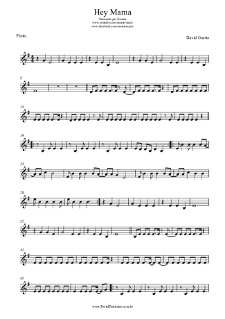 David Guetta Hey Mama score for Flute
