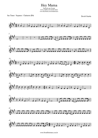 David Guetta Hey Mama score for Tenor Saxophone Soprano (Bb)