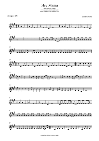 David Guetta Hey Mama score for Trumpet