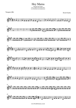 David Guetta Hey Mama score for Trumpet