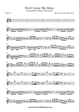 David Guetta feat Anne-Marie Don´t Leave Me Alone score for Clarinet (C)