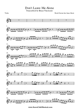 David Guetta feat Anne-Marie Don´t Leave Me Alone score for Violin