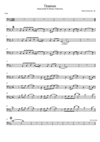 David Guetta feat Sia Titanium score for Cello