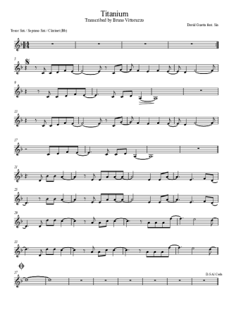 David Guetta feat Sia Titanium score for Clarinet (Bb)