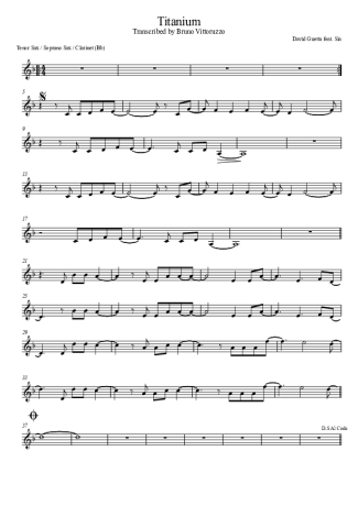 David Guetta feat Sia  score for Clarinet (Bb)