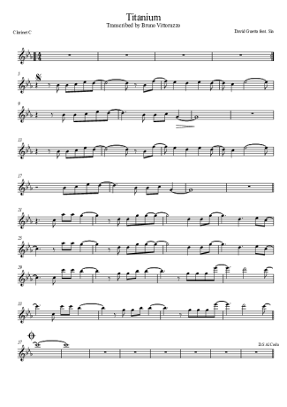 David Guetta feat Sia Titanium score for Clarinet (C)