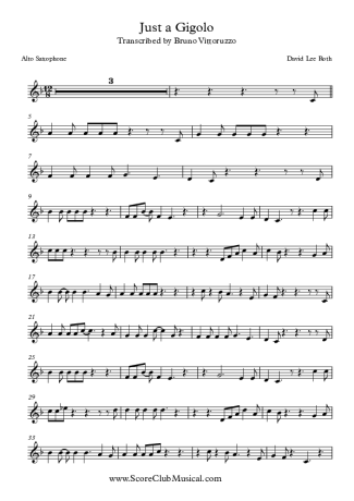 David Lee Roth Just a Gigolo score for Alto Saxophone