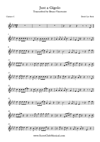 David Lee Roth - Just a Gigolo - Sheet Music For Clarinet (C)