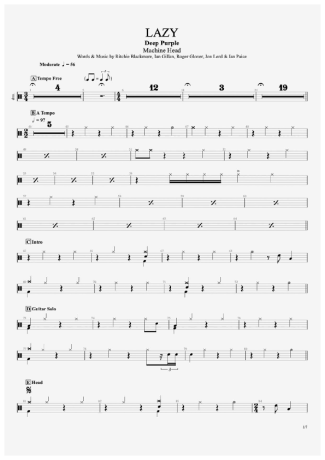 Deep Purple  score for Drums