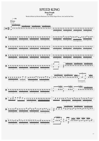 Deep Purple Speed King score for Drums