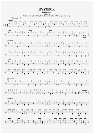 Def Leppard  score for Drums