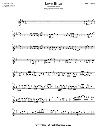 Def Leppard Love Bites score for Alto Saxophone