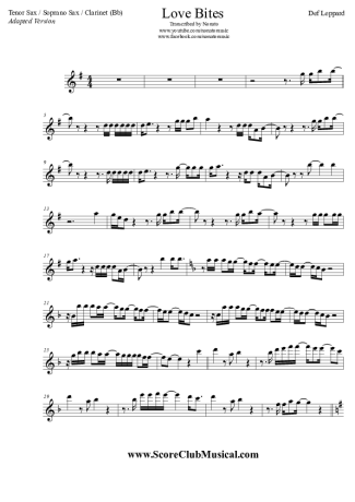 Def Leppard Love Bites score for Clarinet (Bb)