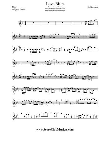 Def Leppard Love Bites score for Flute