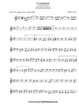 Demi Lovato Confident score for Clarinet (Bb)