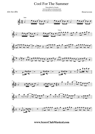 Demi Lovato  score for Alto Saxophone