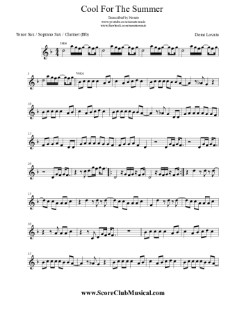 Demi Lovato Cool For The Summer score for Clarinet (Bb)