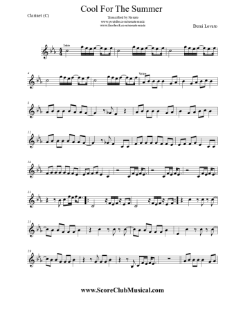 Demi Lovato Cool For The Summer score for Clarinet (C)