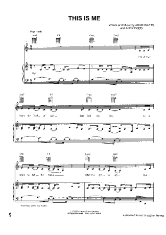 Demi Lovato  score for Piano