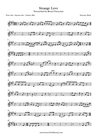 Depeche Mode Strangelove score for Clarinet (Bb)