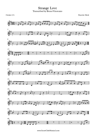 Depeche Mode Strangelove score for Clarinet (C)