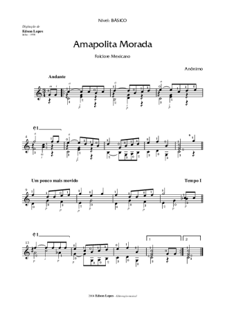 Desconhecido Amapolita Morada score for Acoustic Guitar