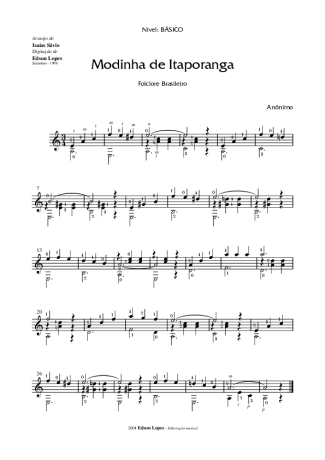 Desconhecido Modinha de Itaporanga score for Acoustic Guitar