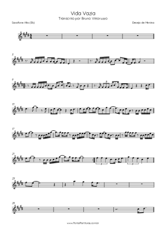 Desejo de Menina Vida Vazia score for Alto Saxophone