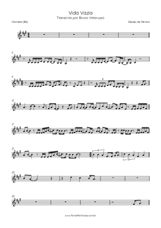 Desejo de Menina  score for Clarinet (Bb)