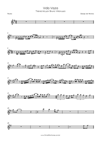 Desejo de Menina Vida Vazia score for Flute