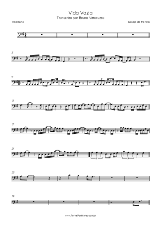 Desejo de Menina Vida Vazia score for Trombone