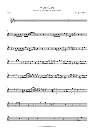 Desejo de Menina  score for Violin