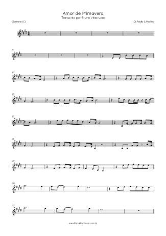 Di Paullo e Paulino Amor De Primavera score for Clarinet (C)