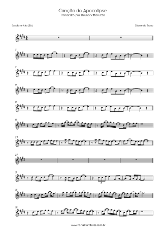 Diante do Trono Canção Do Apocalipse score for Alto Saxophone
