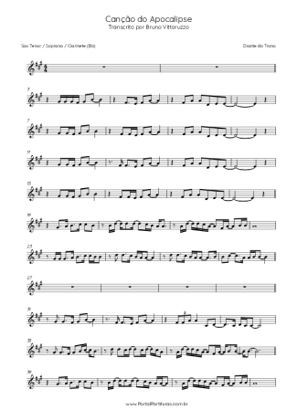 Diante do Trono Canção Do Apocalipse score for Clarinet (Bb)