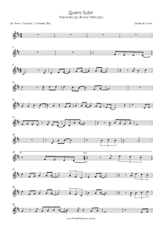 Diante do Trono Quero Subir score for Clarinet (Bb)