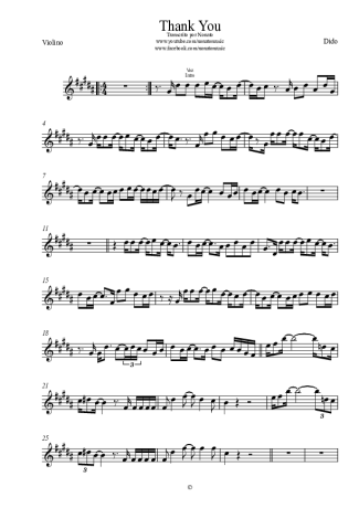 Dido Thank You score for Violin