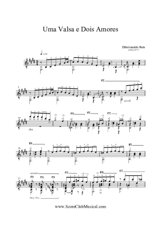 Dilermando Reis Uma Valsa e Dois Amores score for Acoustic Guitar